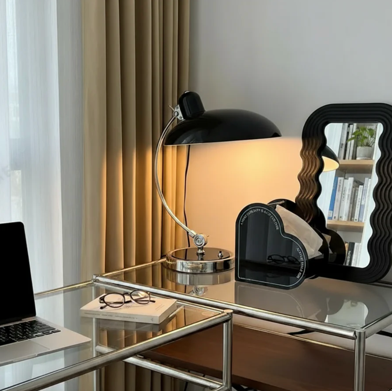 Retro designer desk lamp – metal with a chrome base 7