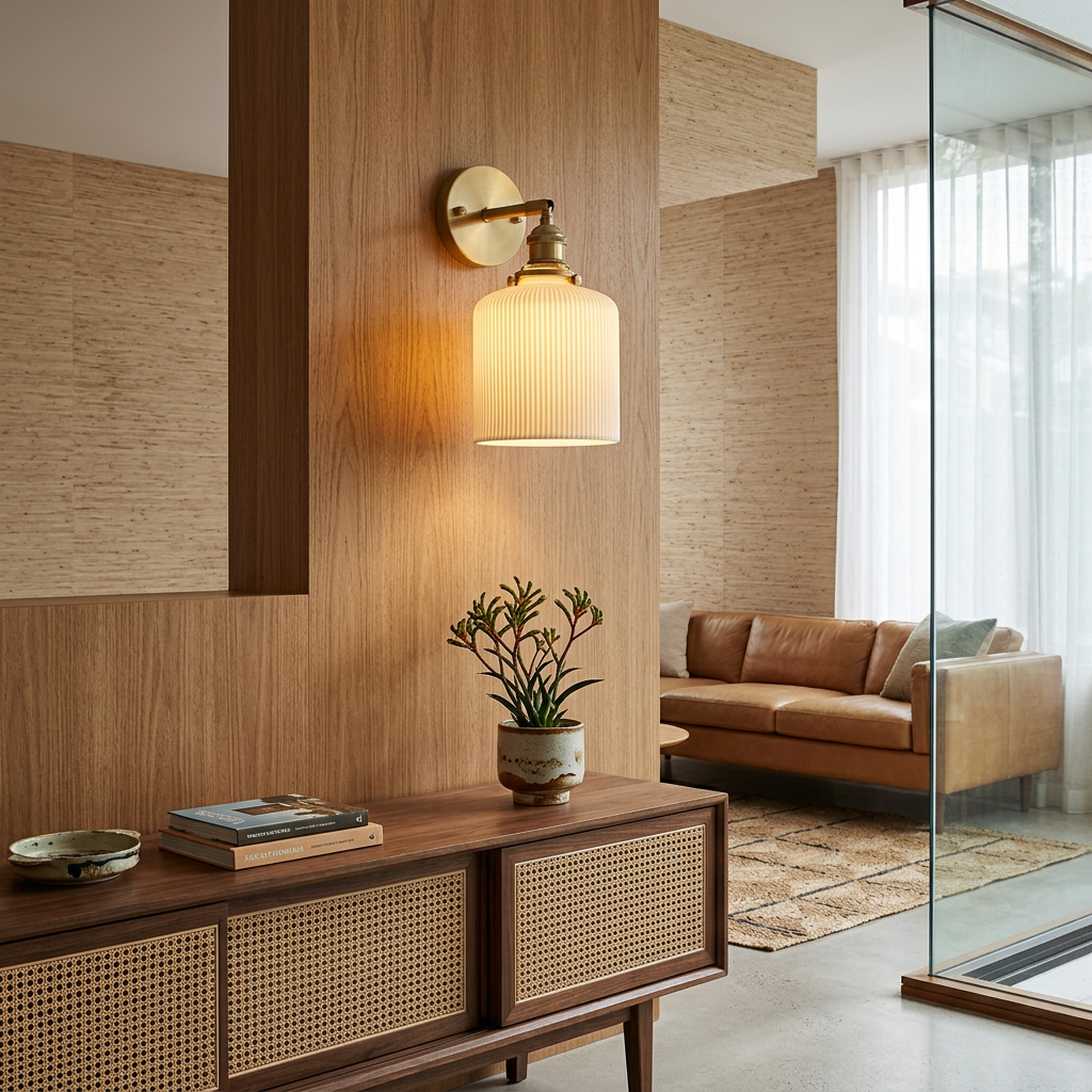 Elara Haus High-Quality Retro Fluted Glass Wall Light
