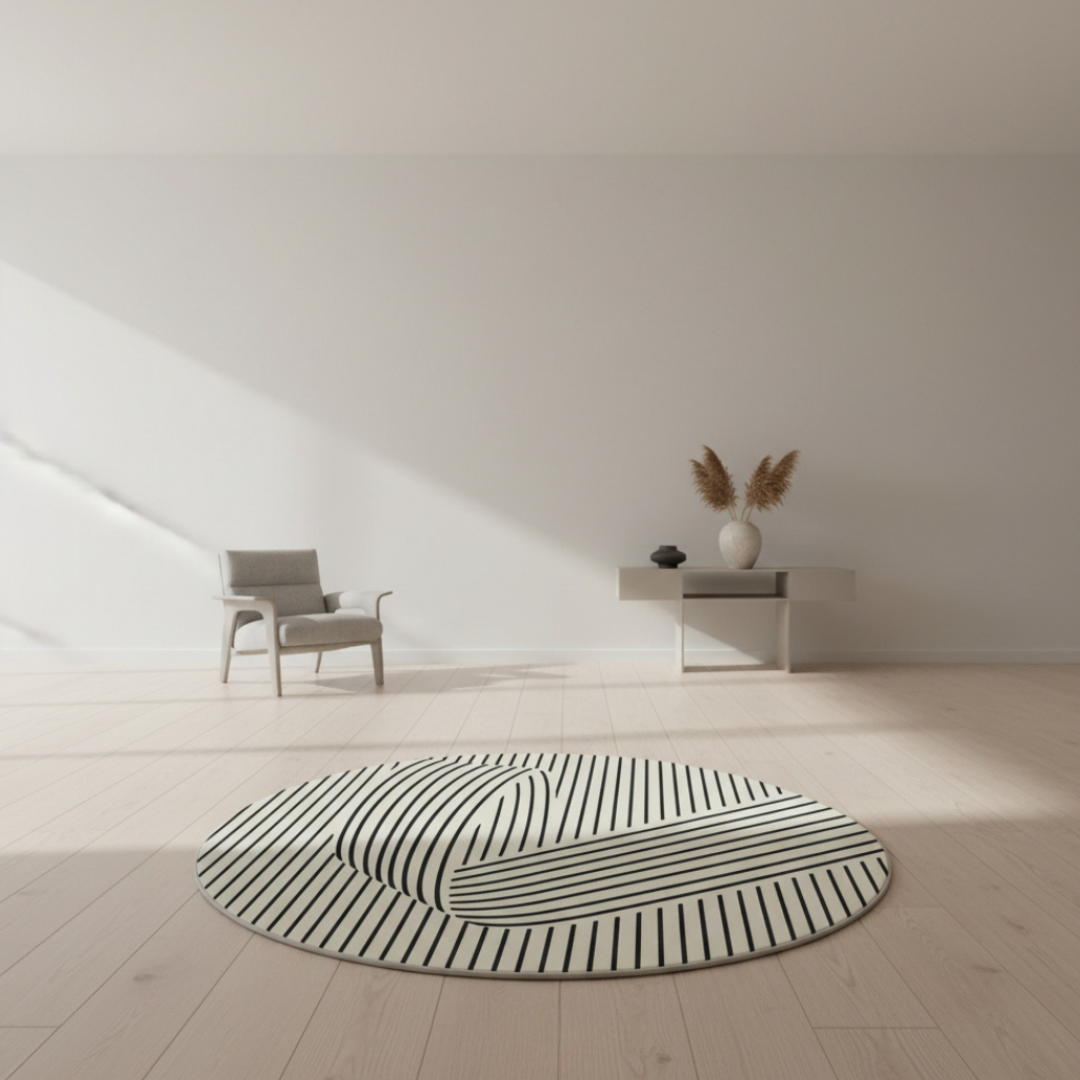 Elara Haus High-Quality Scandi-Style Geometric Circular Area Rug