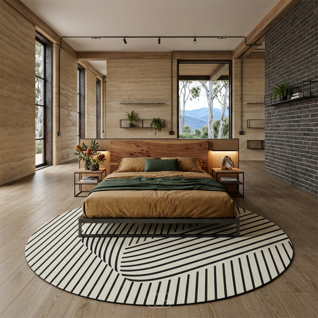 Elara Haus High-Quality Scandi-Style Geometric Circular Area Rug