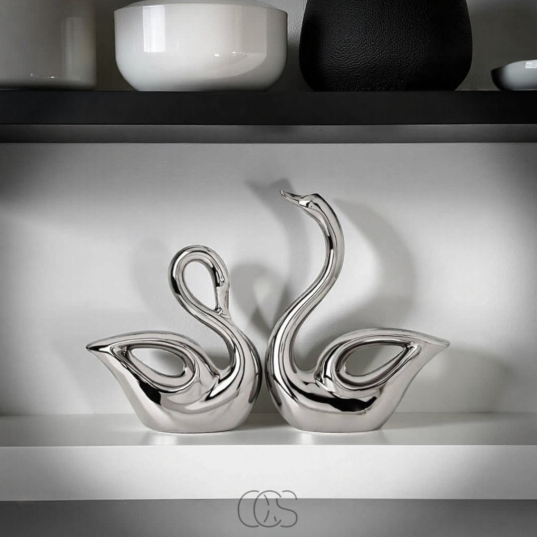 OCS - Ceramic Swan Pair Figurine 0