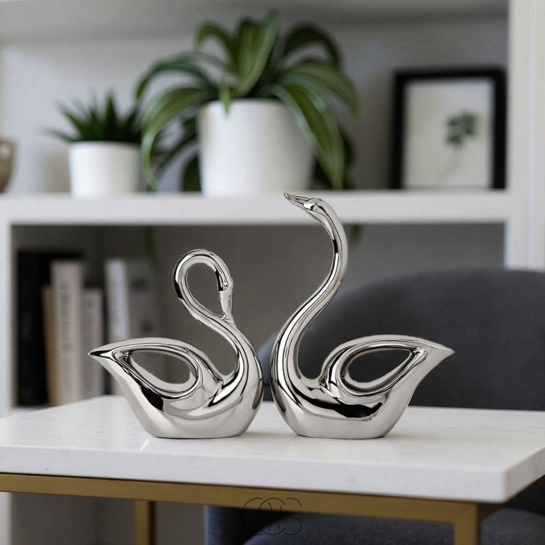 OCS - Ceramic Swan Pair Figurine 3