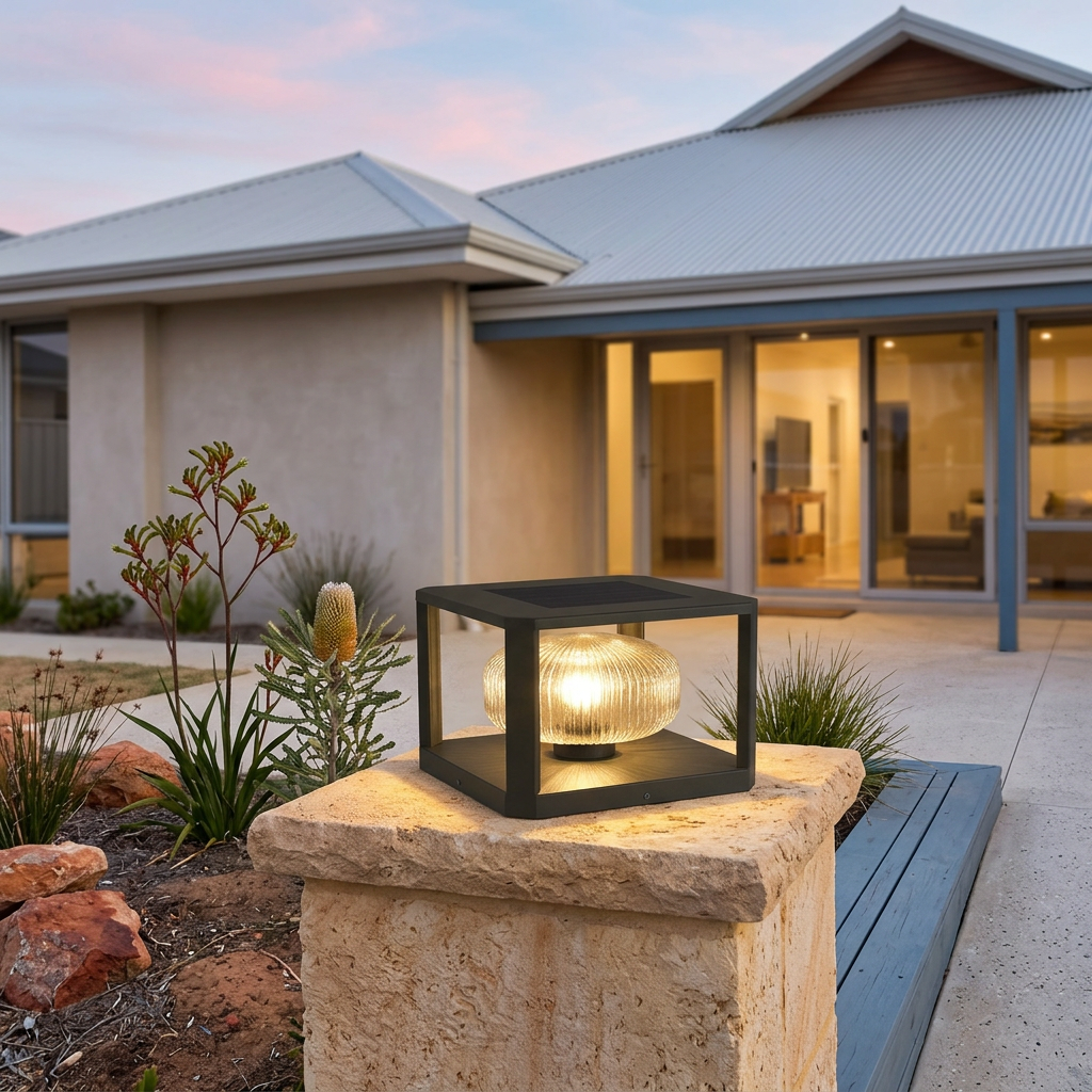 Elara Haus High-Quality Square Solar Pillar Light