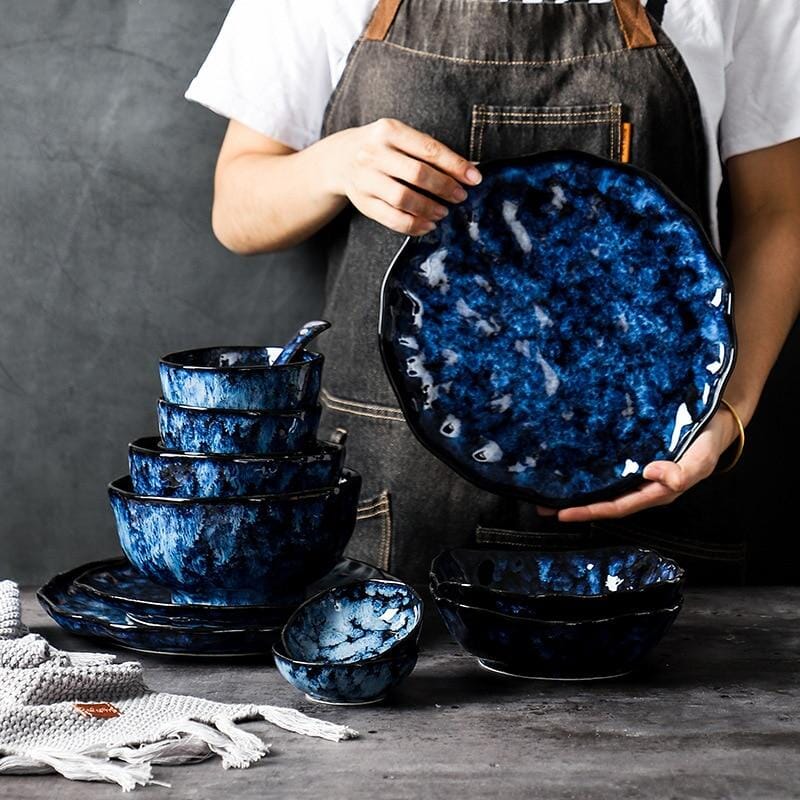 Cat Blue Japanese style Tableware 1