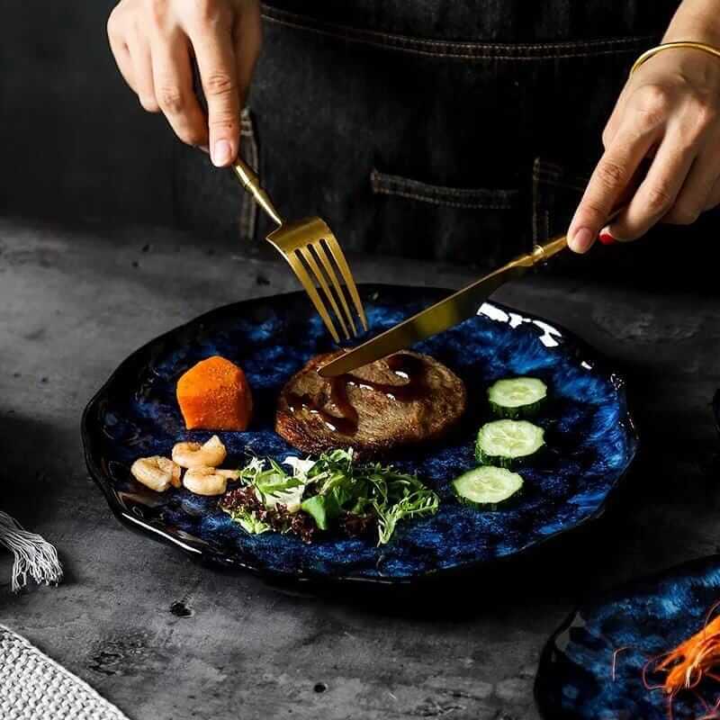 Cat Blue Japanese style Tableware 2