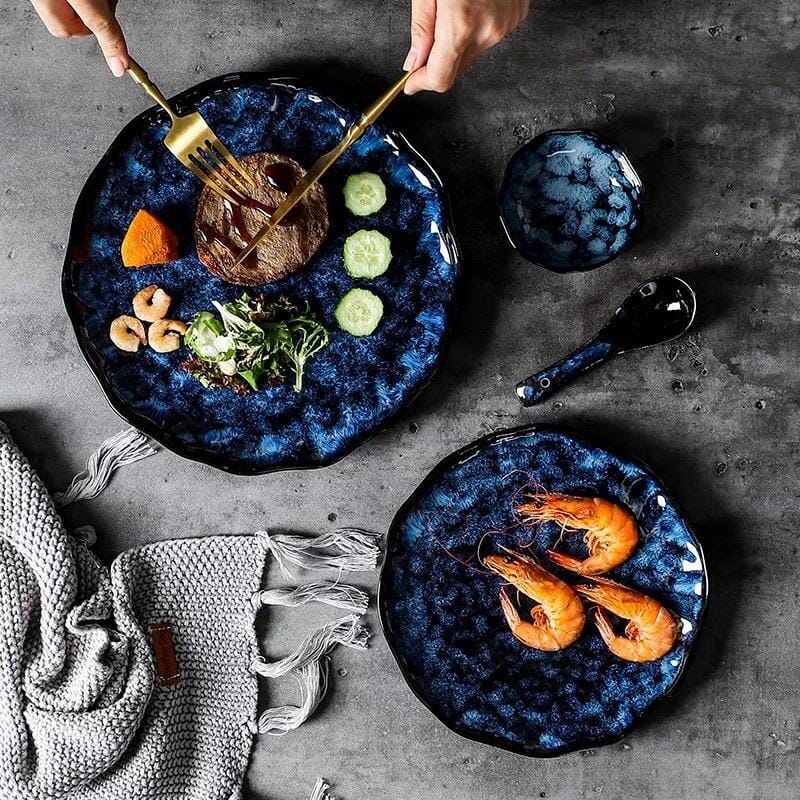 Cat Blue Japanese style Tableware 3