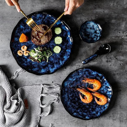 Cat Blue Japanese style Tableware 3