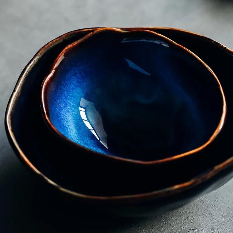 Blue Colour Ceramics Irregular Shape Dinner Sets 4
