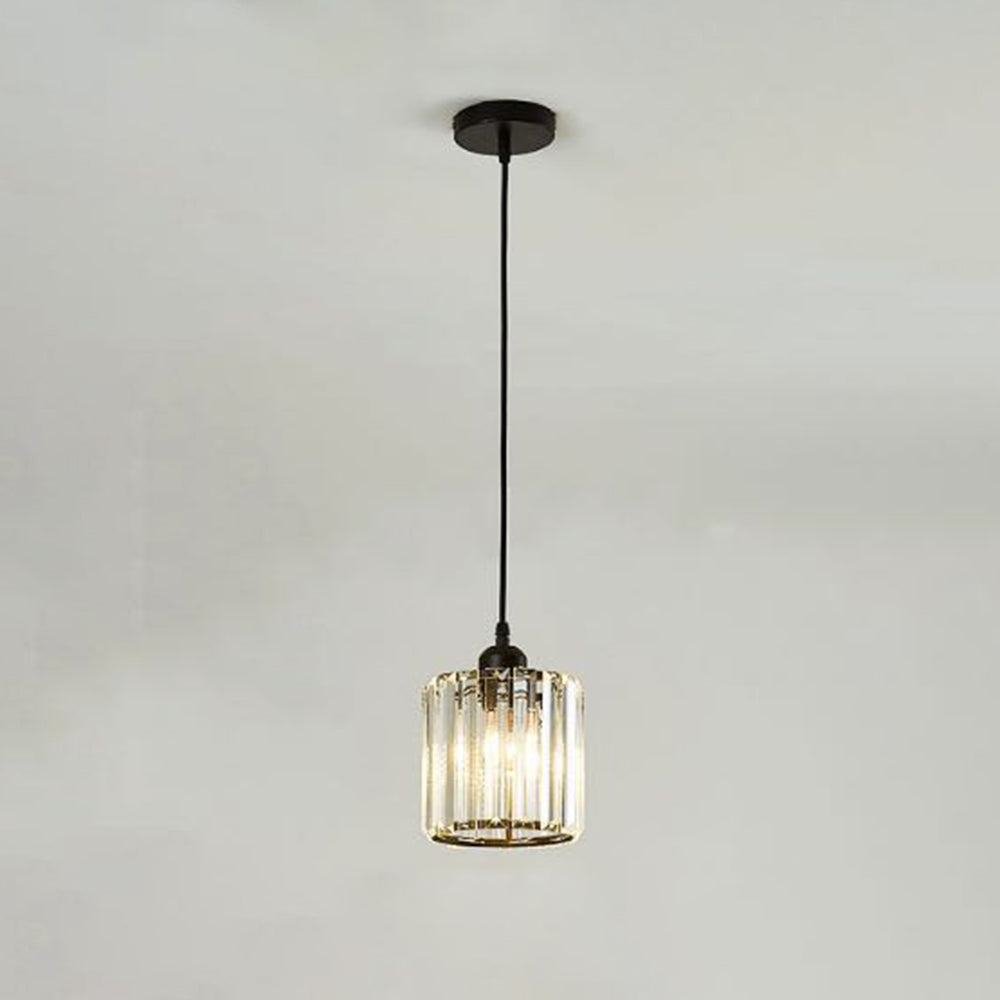 Vina Modern Cluster Cylinder Glass Pendant Light, Black/Gold 11