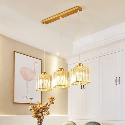 Vina Modern Cluster Cylinder Glass Pendant Light, Black/Gold 13