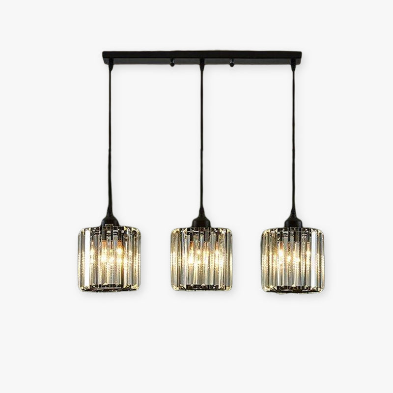 Vina Modern Cluster Cylinder Glass Pendant Light, Black/Gold 1