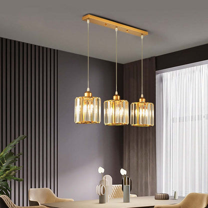 Vina Modern Cluster Cylinder Glass Pendant Light, Black/Gold 2