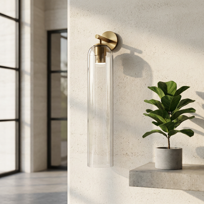 Elara Haus Industrial Glass Tubular Sconce