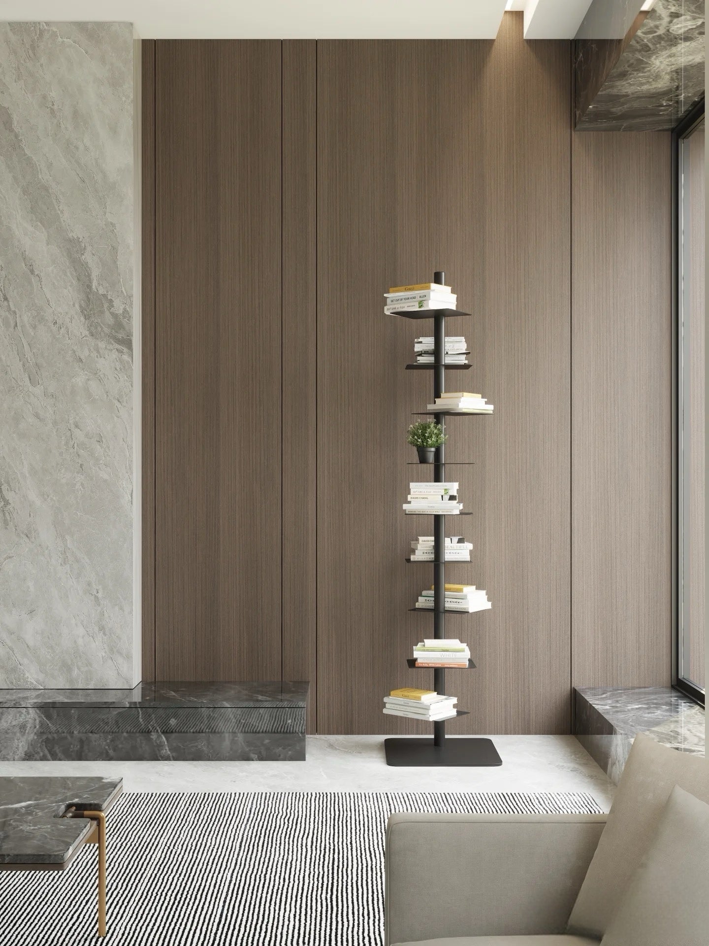 Modern Metal Vertical Shelf – Plant Stand, Bookshelf, Display Shelf Minimalist Metal Tree Book Tower 1