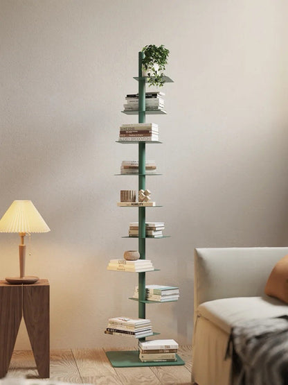 Modern Metal Vertical Shelf – Plant Stand, Bookshelf, Display Shelf Minimalist Metal Tree Book Tower 2