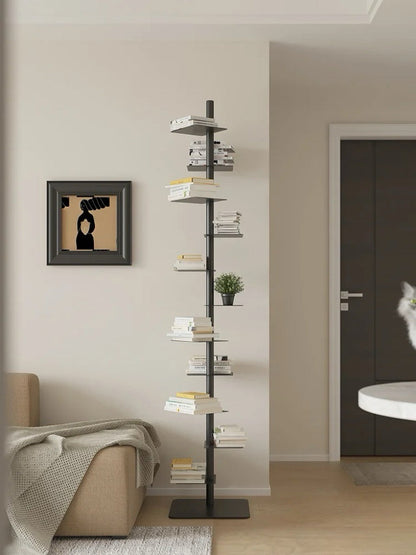 Modern Metal Vertical Shelf – Plant Stand, Bookshelf, Display Shelf Minimalist Metal Tree Book Tower 4