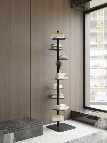 Modern Metal Vertical Shelf – Plant Stand, Bookshelf, Display Shelf Minimalist Metal Tree Book Tower 5