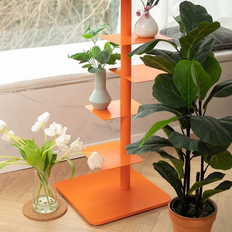 Modern Metal Vertical Shelf – Plant Stand, Bookshelf, Display Shelf Minimalist Metal Tree Book Tower 7