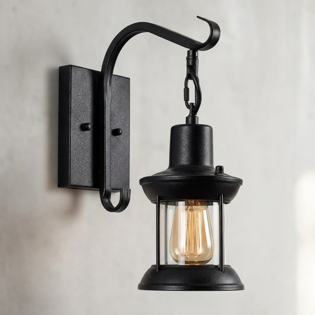 Elara Haus Iron Lantern Wall Sconce