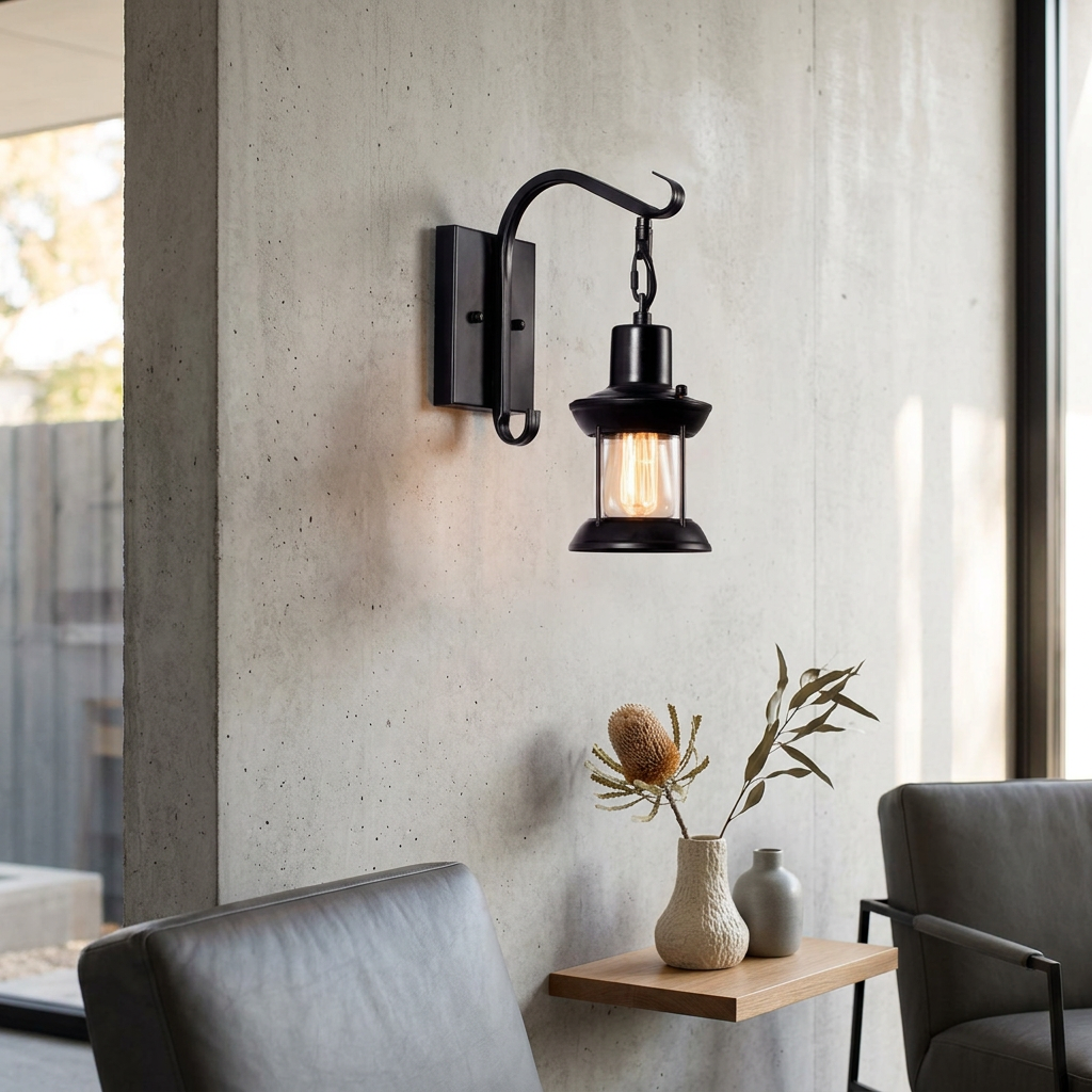 Elara Haus Iron Lantern Wall Sconce