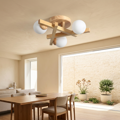 Elara Haus Japandi Intersecting Beam Flush Mount Light