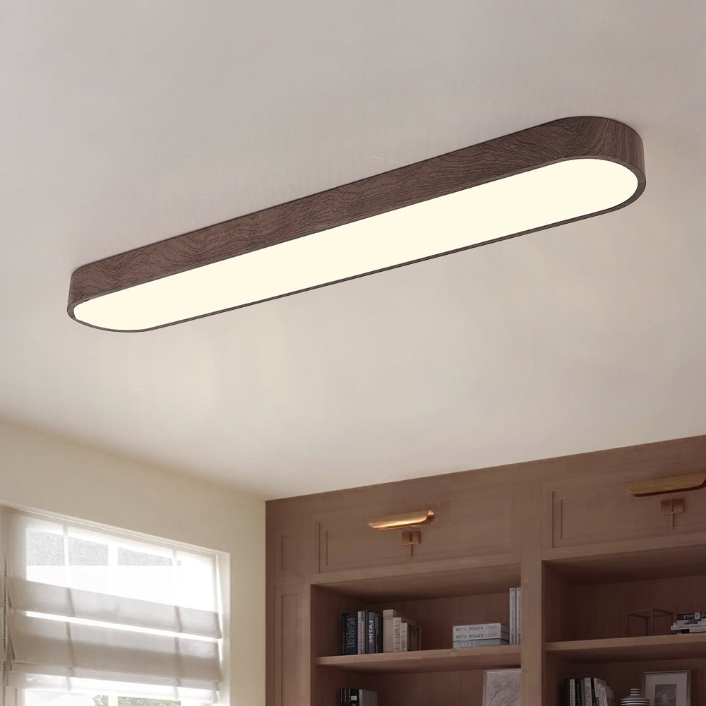 Nordic 1-Light Oval Shape Led Ceiling Flush Mount With Wood Accent 1