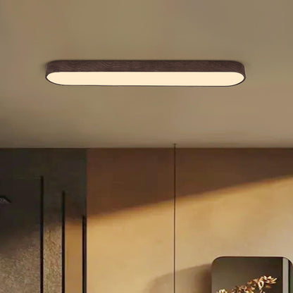 Nordic 1-Light Oval Shape Led Ceiling Flush Mount With Wood Accent 2
