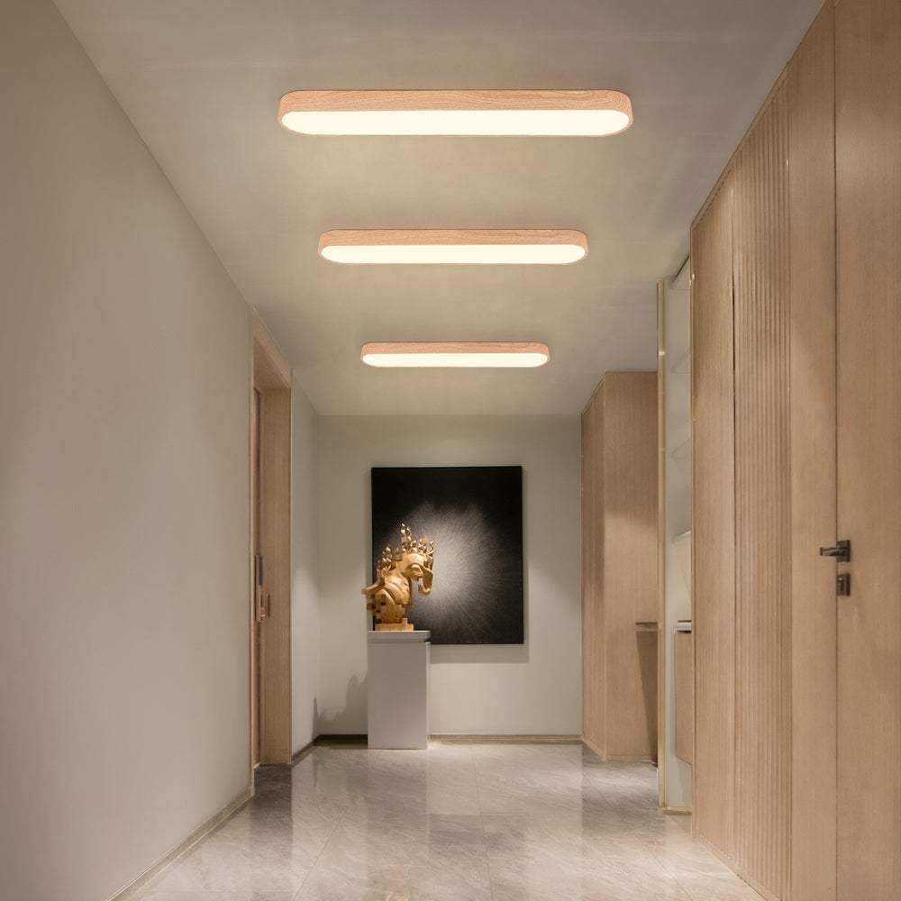 Nordic 1-Light Oval Shape Led Ceiling Flush Mount With Wood Accent 4