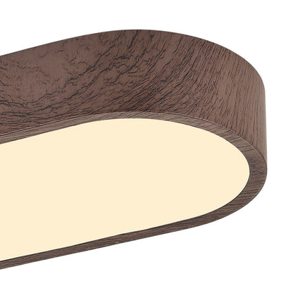 Nordic 1-Light Oval Shape Led Ceiling Flush Mount With Wood Accent 7