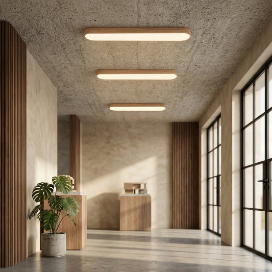 Elara Haus Japandi Natural Oak Oval LED Flush Mount