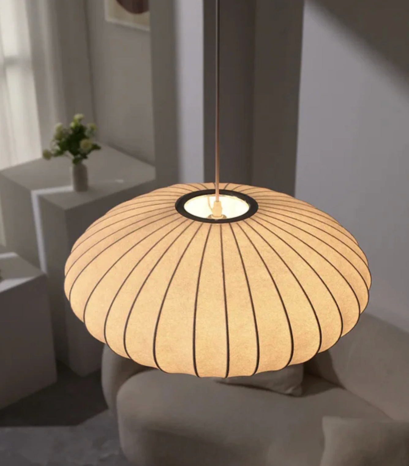 Japandi style pendant lamp – oriental paper lampshade for living room and bedroom 1