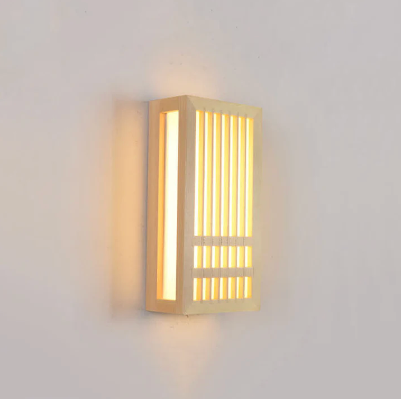 Wooden LED wall sconce – Japandi-style lamp with a decorative panel 8