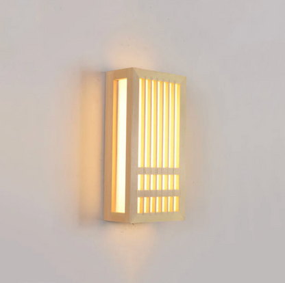 Wooden LED wall sconce – Japandi-style lamp with a decorative panel 8