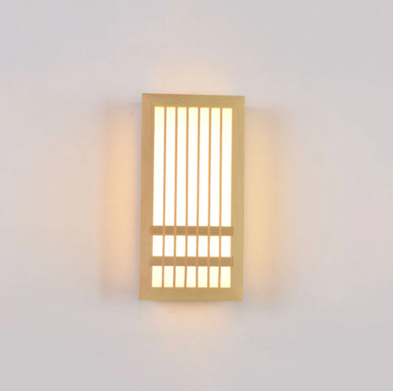 Wooden LED wall sconce – Japandi-style lamp with a decorative panel 0