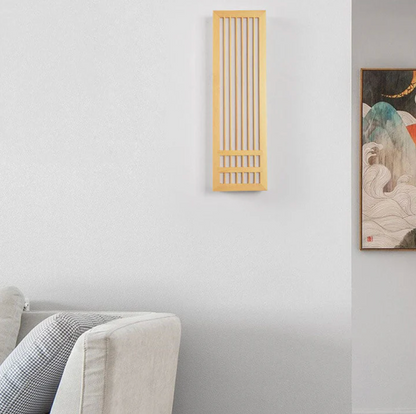 Wooden LED wall sconce – Japandi-style lamp with a decorative panel 4