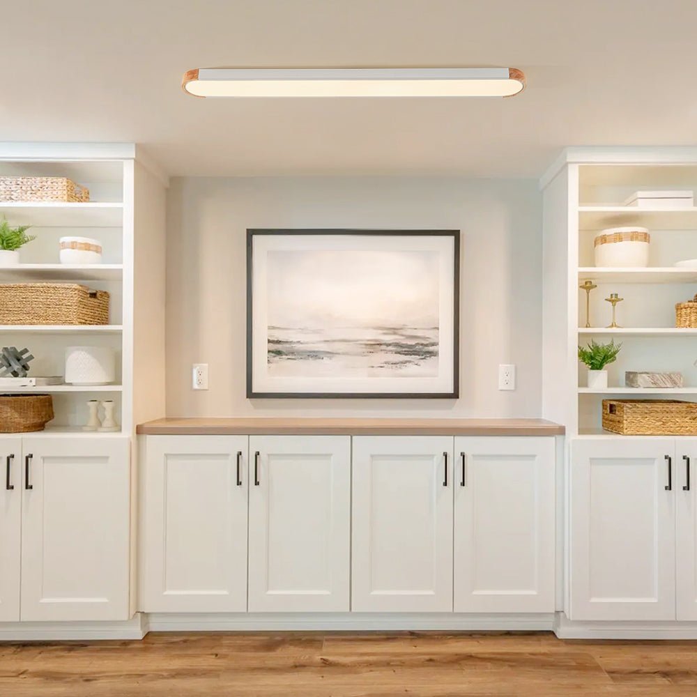 Oval Led Flush Mount With Wood Accent 8