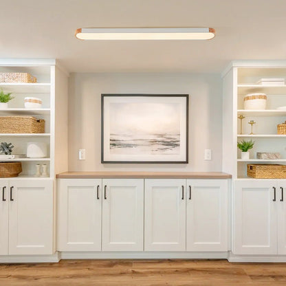 Oval Led Flush Mount With Wood Accent 8