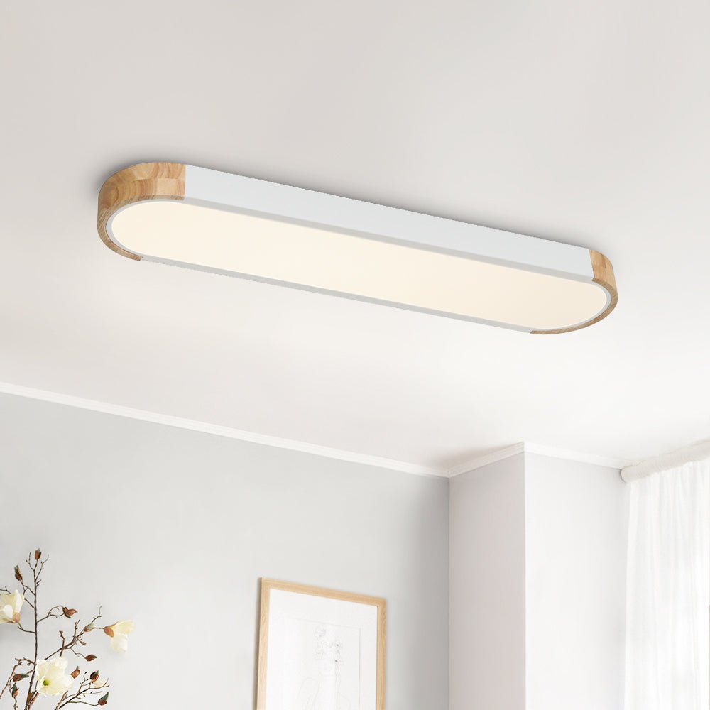 Oval Led Flush Mount With Wood Accent 1