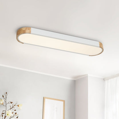 Oval Led Flush Mount With Wood Accent 1