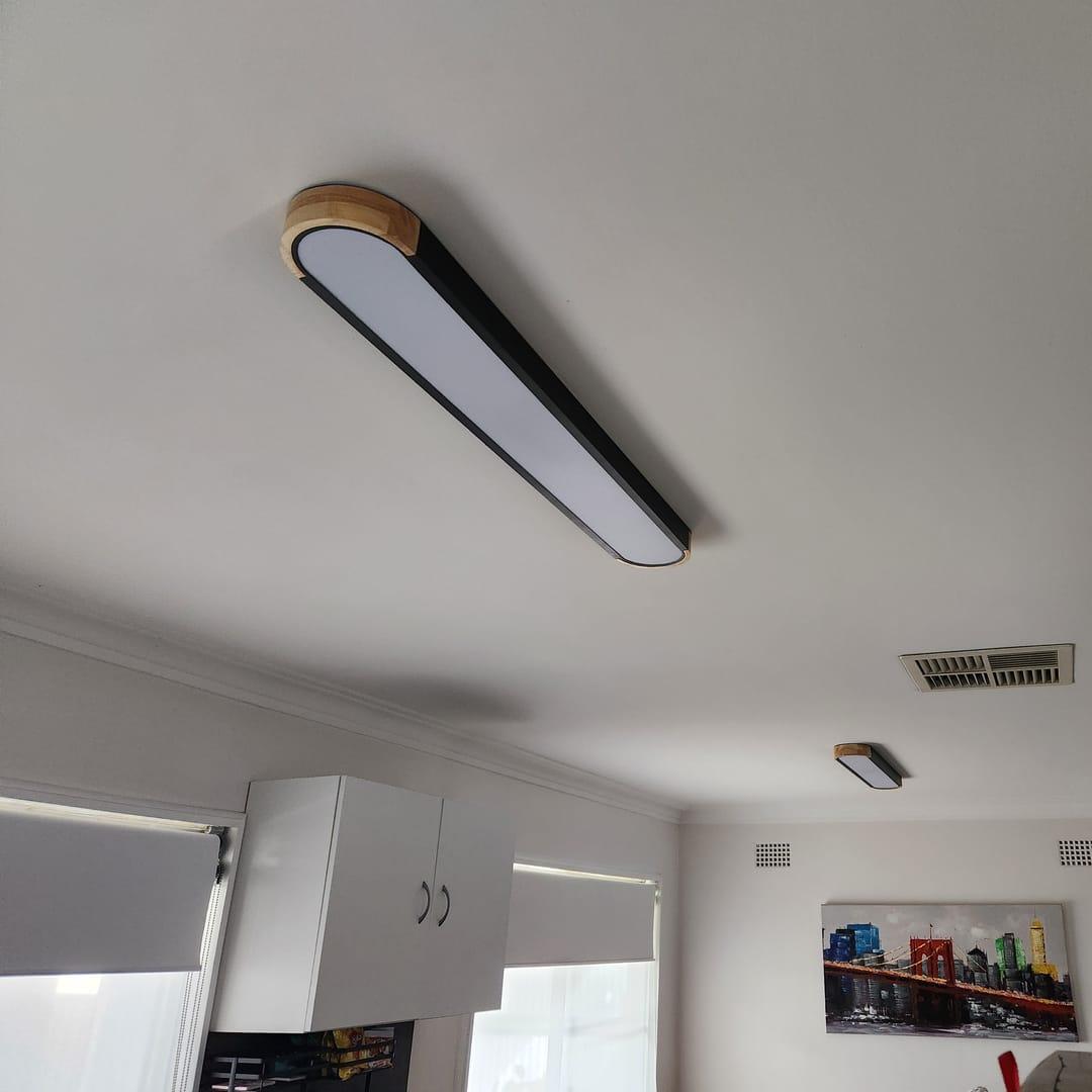 Oval Led Flush Mount With Wood Accent 2