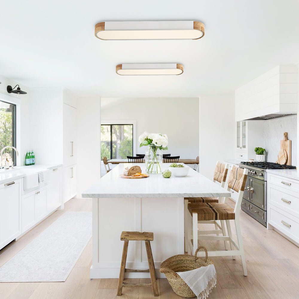 Oval Led Flush Mount With Wood Accent 4