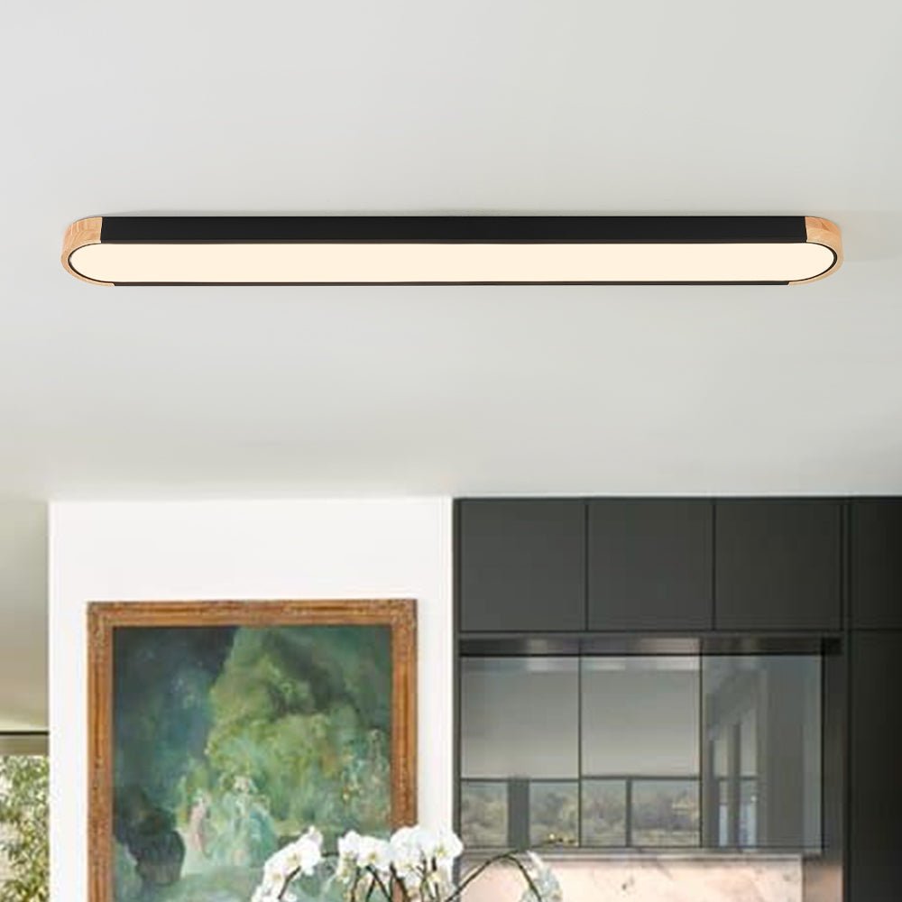 Oval Led Flush Mount With Wood Accent 5