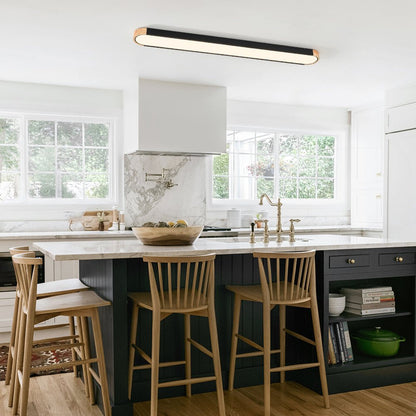 Oval Led Flush Mount With Wood Accent 6