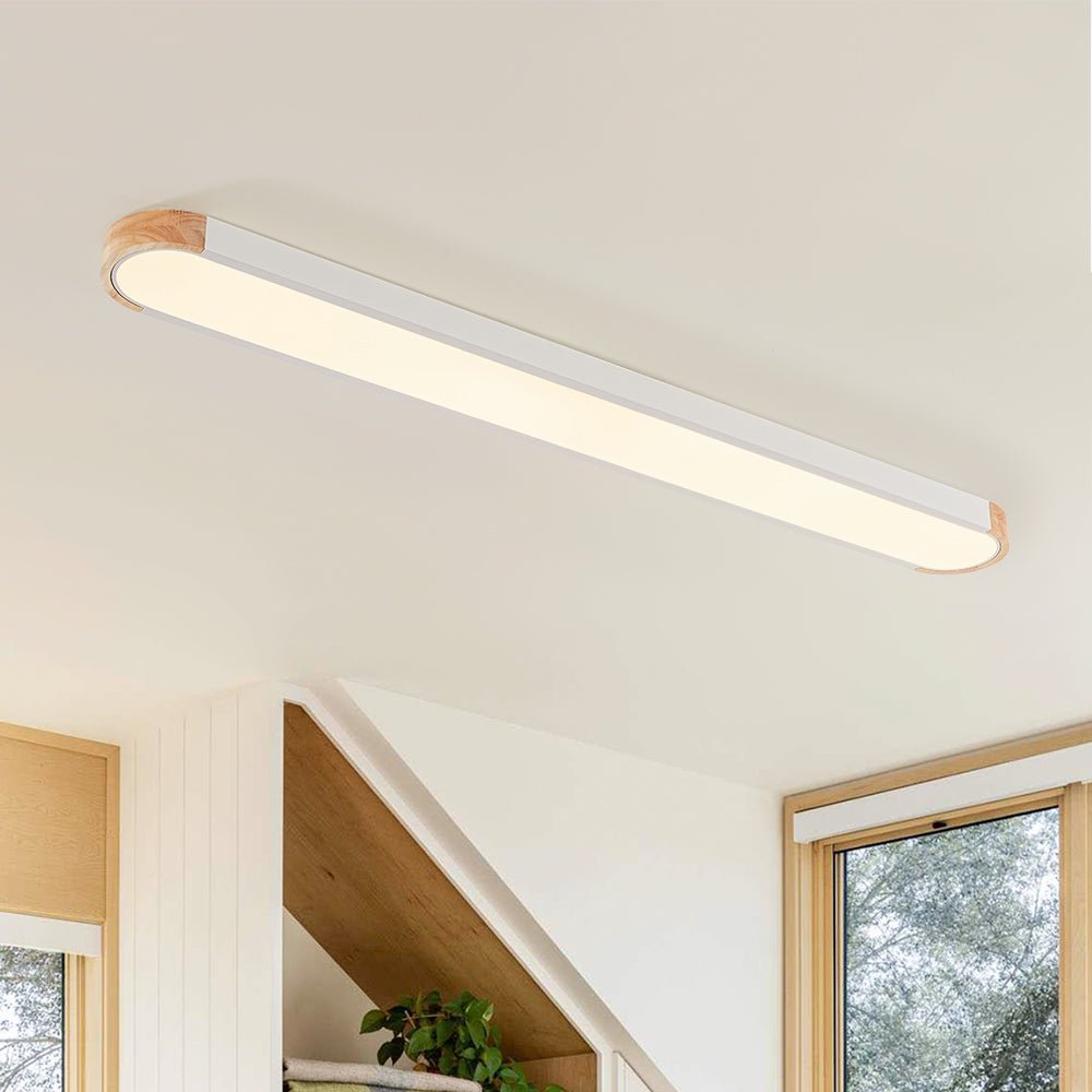 Oval Led Flush Mount With Wood Accent 7