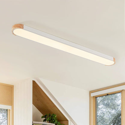 Oval Led Flush Mount With Wood Accent 7
