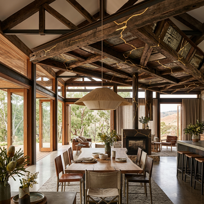Elara Haus Kintsugi Canopy – Architectural Wide-Coned Rattan Pendant