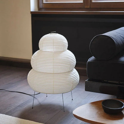 Japanese Wabi Sabi White Rice Paper Table Lamp 1