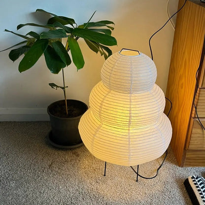 Japanese Wabi Sabi White Rice Paper Table Lamp 2