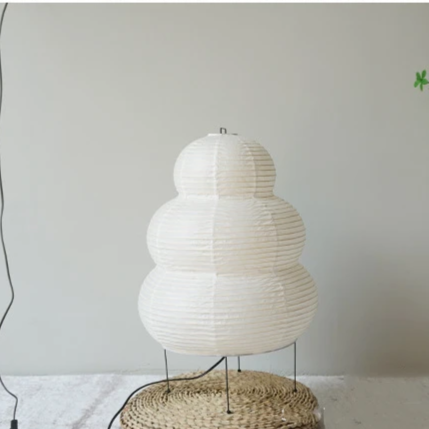 Japanese Wabi Sabi White Rice Paper Table Lamp 3
