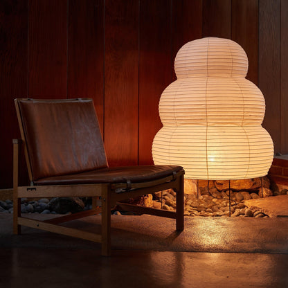 Japanese Wabi Sabi White Rice Paper Table Lamp 5